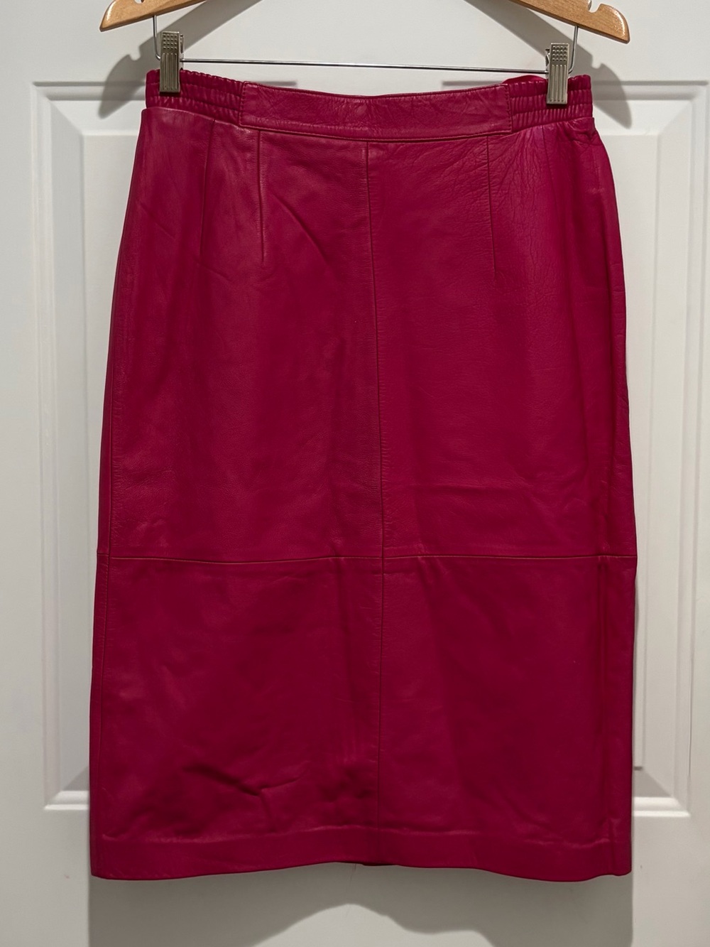 Diversity Vintage Raspberry Leather Pencil Skirt - Women's, 12